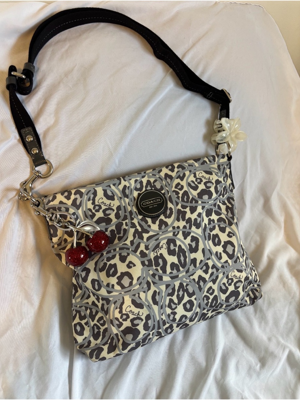 Vintage Coach Poppy Ocelot Print Sateen Glam Tote
